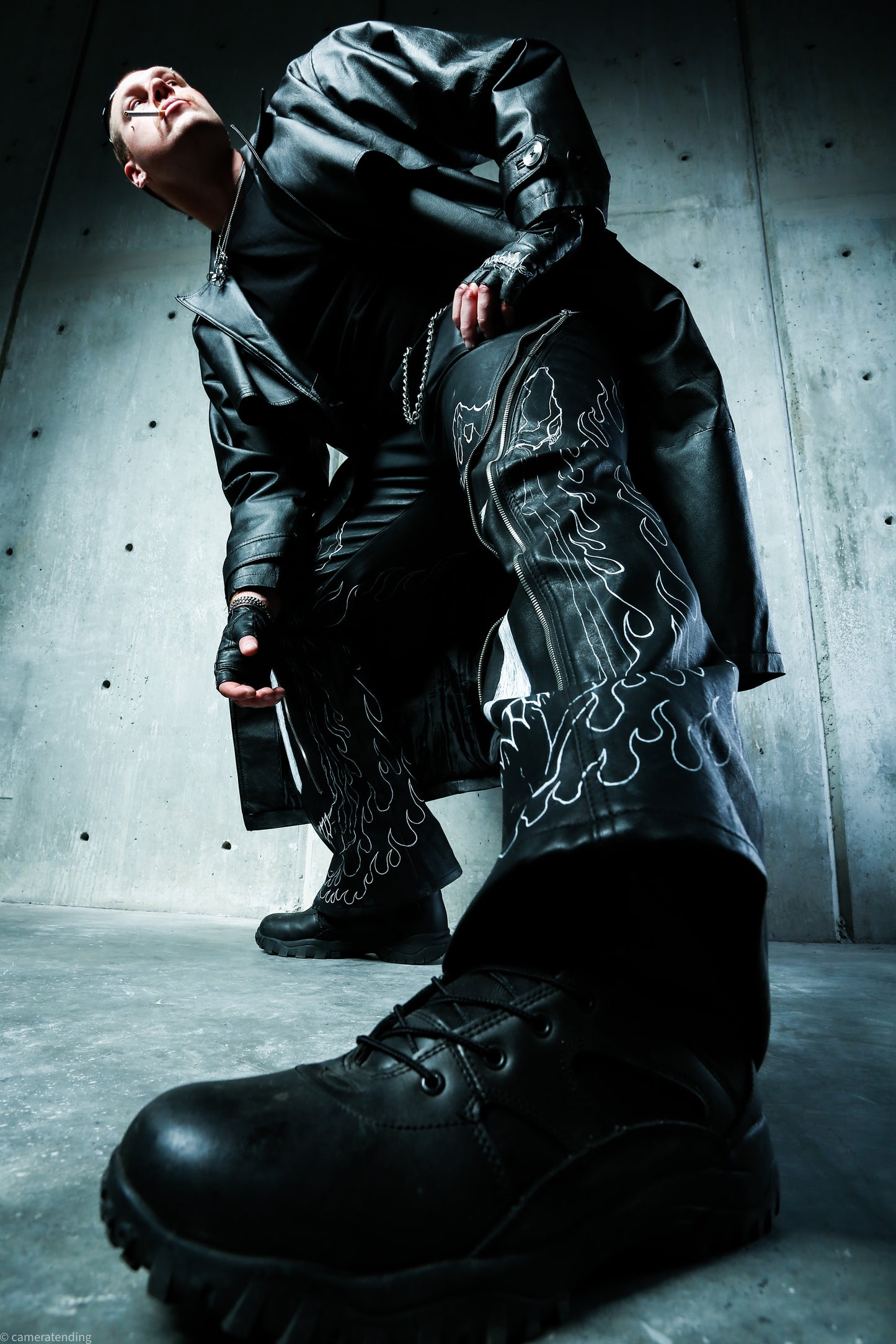 Art Meets Fashion - Hand Painted Leather Flare Pants