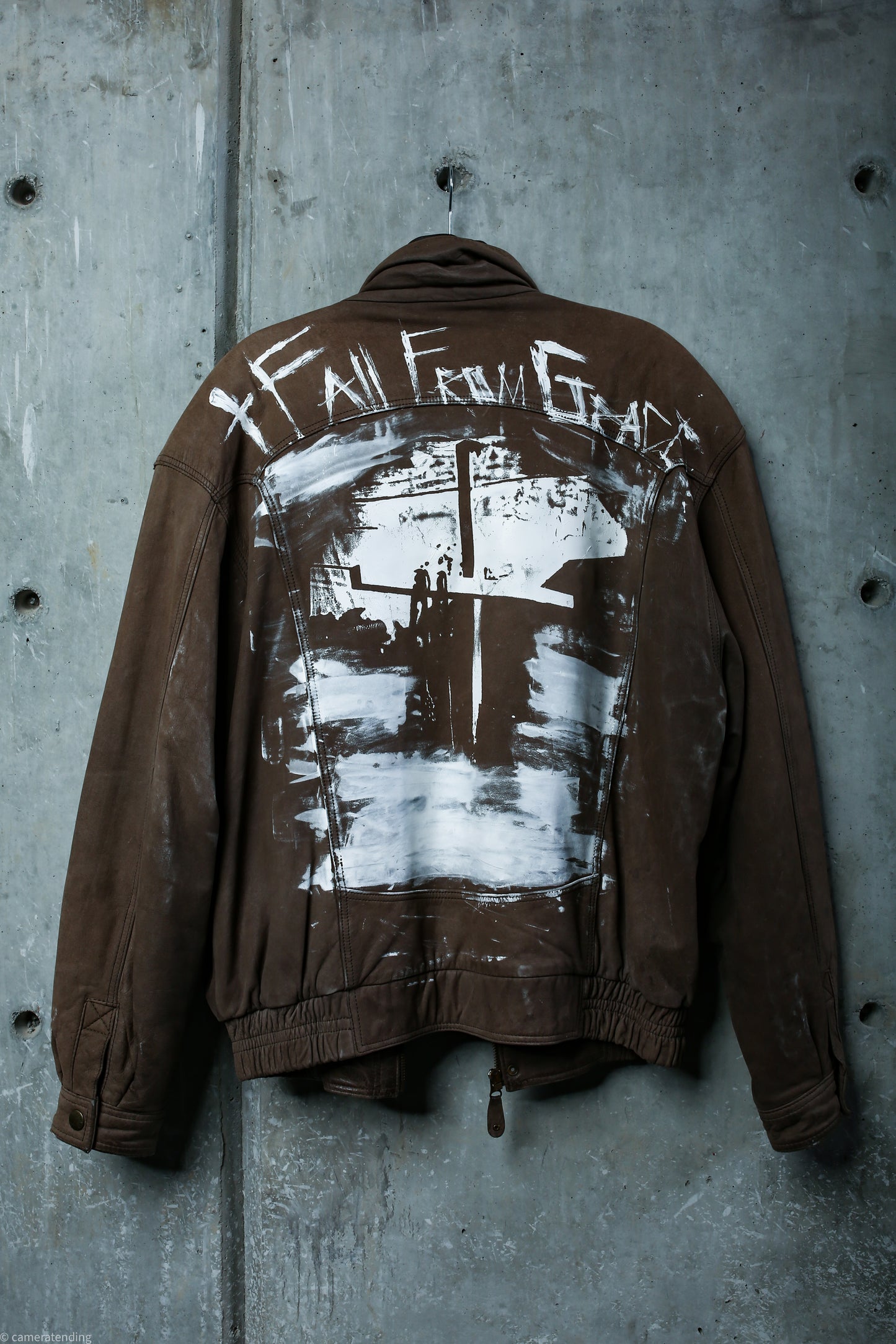 Fall of Grace - Hand Painted Vintage Brown Leather