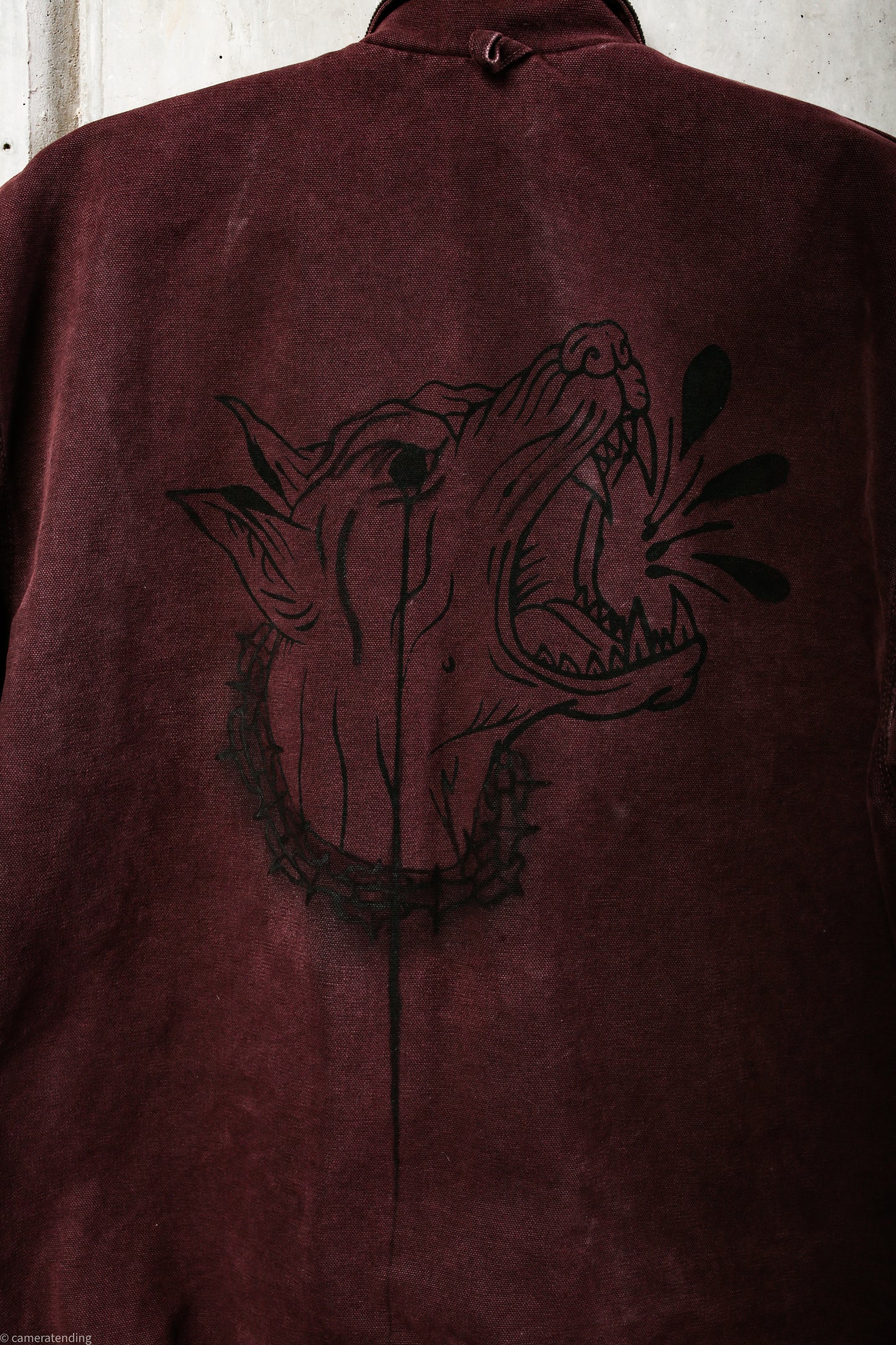 Crying Doberman- Painted Maroon Carhart Jacket