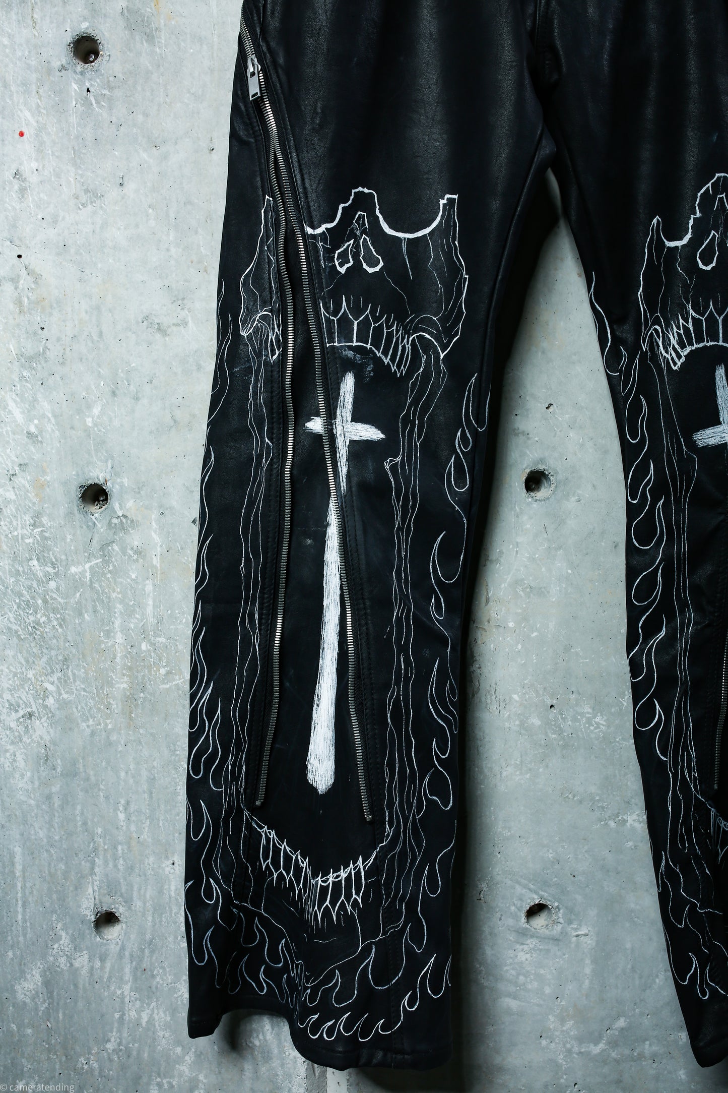 Art Meets Fashion - Hand Painted Leather Flare Pants