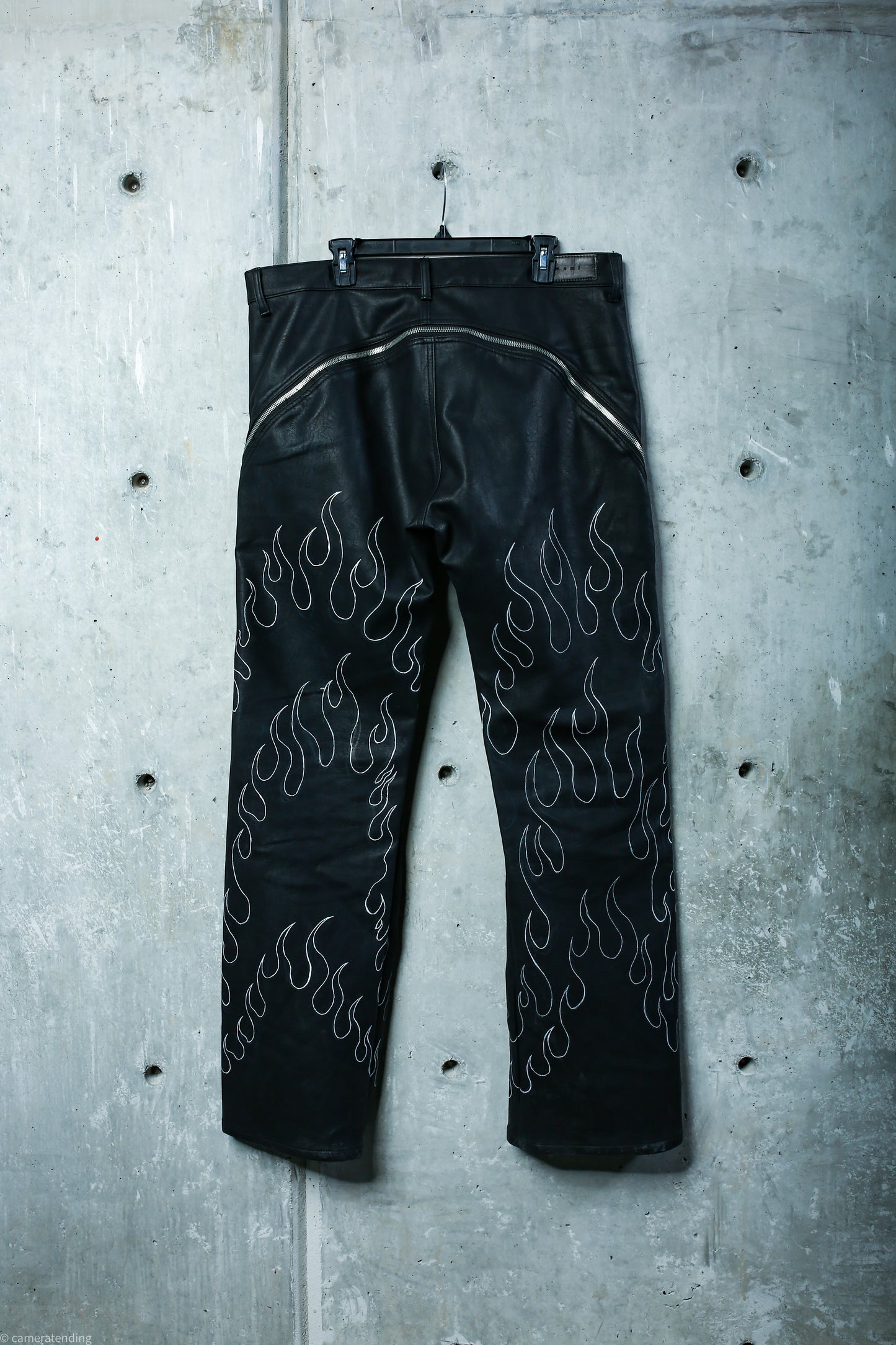 Art Meets Fashion - Hand Painted Leather Flare Pants